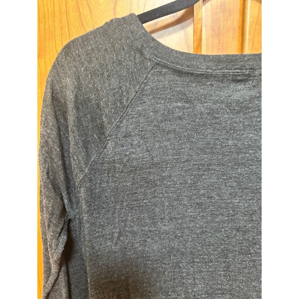 Symmetry Womens Charcoal Gray Floral Lace Front Long Sleeve Raglan Top Small - Picture 6 of 6